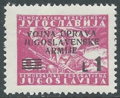 1947 OCC. JUGOSLAVA LITORALE SLOVENO 1 LIRA SU 9 D MNH ** - RA10-4 - Yugoslavian Occ.: Slovenian Shore