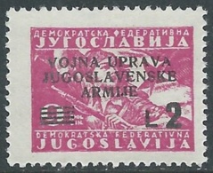 1947 OCC. JUGOSLAVA LITORALE SLOVENO 2 LIRE SU 9 D MNH ** - RA10-4 - Yugoslavian Occ.: Slovenian Shore