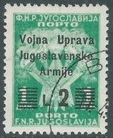 1947 OCC. JUGOSLAVA LITORALE SLOVENO SEGNATASSE USATO 2 LIRE SU 1 D - RA7-7 - Yugoslavian Occ.: Slovenian Shore