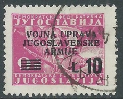 1947 OCC. JUGOSLAVA LITORALE SLOVENO USATO 10 LIRE SU 9 D - RA11 - Yugoslavian Occ.: Slovenian Shore