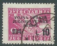 1947 OCC. JUGOSLAVA LITORALE SLOVENO USATO 10 LIRE SU 9 D - RA7-6 - Yugoslavian Occ.: Slovenian Shore