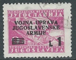 1947 OCC. JUGOSLAVA LITORALE SLOVENO USATO 1 LIRA SU 9 D - RA7-8 - Yugoslavian Occ.: Slovenian Shore