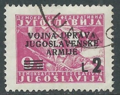 1947 OCC. JUGOSLAVA LITORALE SLOVENO USATO 2 LIRE SU 9 D - RA7-9 - Yugoslavian Occ.: Slovenian Shore