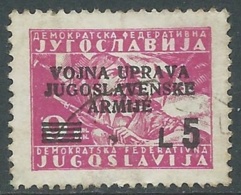 1947 OCC. JUGOSLAVA LITORALE SLOVENO USATO 5 LIRE SU 9 D - RA7-9 - Yugoslavian Occ.: Slovenian Shore