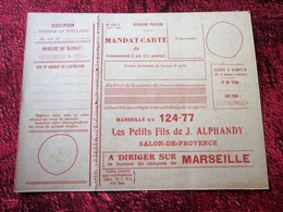 MANDAT CARTE DE VERSEMENT à 1 C/C Postal N°1418A.-Vierge Les Petits Fils De J.ALPHANDY SALON DE PRO.Document De La Poste - Lettres & Documents