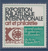 = Arphila 75 Paris Exposition Philatélique Internationale Grand Palais Art Et Philatélie Vignette N°20 Neuve - Briefmarkenmessen