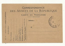 CORRESPONDANCE  DES ARMEES DE LA REPUBLIQUE - Timbres De Franchise Militaire