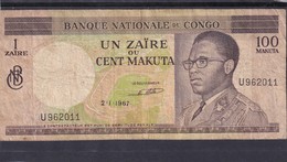 Congo Belgian  100 Makuta 1968 Vf Un Zaire  Fine - Demokratische Republik Kongo & Zaire