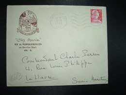 LETTRE Illustrée TP M. DE MULLER 25F OBL.MEC.5-8 1959 PORQUEROLLES VAR (83) AUBERGE DE L'ARCHE DE NOE Maurice BOURGUE - Sonstige & Ohne Zuordnung