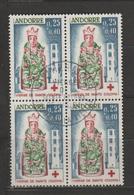 ANDORRA CORREO FRANCES . Nº 172 CRUZ ROJA 1964  BLOQUE DE 4 MATASELLADO (S.8) - Blocs-feuillets