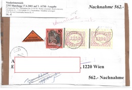 3099n: Heimatbeleg 2293 Marchegg 17.4.2001, Nachnahme- Briefvorderseite - Gänserndorf