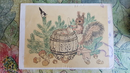 PREPARING FOR THE WINTER By Golubev  - USSR Postcard 1964 Mushroom Champignon - Magpie - Mushrooms