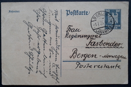 DR Ganzsache P157 Gelaufen Nach Norwegen, Regierungsrat Fasbender (239) - Enteros Postales