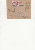 LETTRE  -SERVICE DES RECOUVREMENTS - AFFRANCHIE N°1129 -CAD CAEN RP 1958 - 1921-1960: Période Moderne