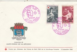 REUNION FDC Yvert 381 Et 382 Paire  Croix Rouge 15/12/1968 - Covers & Documents