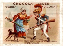 CHROMO  CHOCOLAT IBLED PARIS MONDICOURT  N'AME CANUCHE VOTRE ROQUET S'EST PERMIS DES ACTES SUBVERSIFS ENVERS L'AUTORITE - Ibled