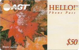 Canada - AGT - Hello! Phone Pass - Maple Leaves (English Instr.) Remote Mem. 50$, 01.1994, Used - Kanada