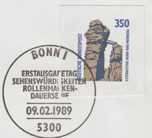 Allemagne Fédérale 1989. Entier Postal Timbré Sur Commande Découpé Et Oblitéré Sur FDC. Curieux. Michel 1407 Meinberg - Buste Private - Usati