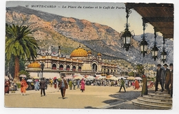 MONTE CARLO - N° 42 - LA PLACE DU CASINO ET LE CAFE DE PARIS AVEC PERSONNAGES  - CPA COULEUR NON VOYAGEE - Cafes & Restaurants