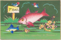 ILLUSTRATION POISSON D' AVRIL - PETIT RELIEF AVEC PAILLETTES DOREE - 1er Avril - Poisson D'avril