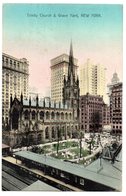 CPA  NEW YORK   1909        TRINITY CHURCH & GRAVE YARD        TIMBRES ONE CENT - Churches