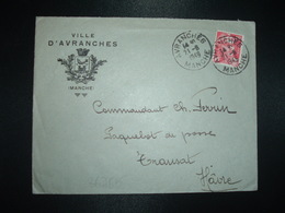 LETTRE MAIRIE TP M. DE GANDON 15F OBL.21-6 1949 AVRANCHES MANCHE (50) - Altri & Non Classificati