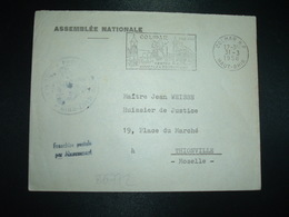 LETTRE ASSEMBLEE NATIONALE PREFECTURE DU HAUT-RHIN OBL.MEC.31-3 1958 COLMAR RP HAUT-RHIN - Altri & Non Classificati