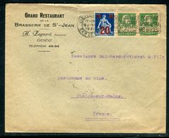 Suisse - Enveloppe Commerciale De Genève Pour La France En 1921 -  Réf JJ 82 - Marcophilie