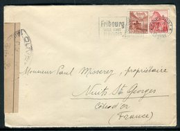 Suisse - Enveloppe De Fribourg Pour La France En 1945 Avec Contrôle Postal - Réf JJ 107 - Marcofilia
