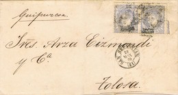 33378. Envuelta SAN SEBASTIAN 1870. DOBLE Porte. Rueda Carreta Num 41. Alegoria - Storia Postale