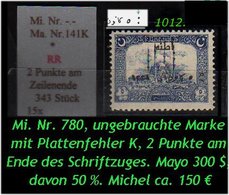 EARLY OTTOMAN SPECIALIZED FOR SPECIALIST, SEE...Mi. Nr. 780 Mit Plattenfehler - Mayo 141 K - Unused Stamps