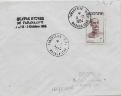 MADAGASCAR - 1954 - POSTE AERIENNE "QUATRE HEURES DE TANANARIVE" Sur ENVELOPPE => PARIS - Briefe U. Dokumente