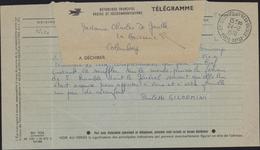 Télégramme De Condoléance à Mme De Gaulle Boisserie Colombey 2 églises Après Mort Du Général 1970 CAD Colombey 1970 - Telegraph And Telephone