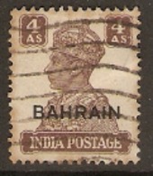 Bahrain  1942 SG 47  4as   Overprint Fine Used Light Tone On Edges - Bahrain (...-1965)