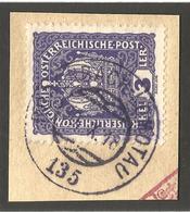 CZECHOSLOVAKIA / AUSTRIA. RAILWAY POSTMARK 135 - BODENBACH TO KOMOTAU. DATED 30/10/18. - Used Stamps
