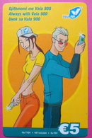 Kosovo Prepaid Phonecard, 5 Euro. Operator VALA, *Girl & Boy Mobiling*, Serial # 4...... - Kosovo