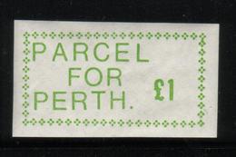 GREAT BRITAIN GB 1971 POSTAL STRIKE MAIL PARCEL FOR PERTH £1 GREEN ON WHITE ISSUED STAMP NHM - Werbemarken, Vignetten