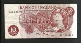 UNITED KINGDOM - BANK Of ENGLAND - 10 SHILLINGS (J.S. Fforde / 1966-1970) - ELIZABETH II - 10 Schillings