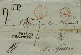1843- Letter From Varsovie To Montpellier ( France)  T.P. Black + FRANCO / POLN.PREUSS.GRZ - ...-1860 Préphilatélie