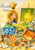 CPSM ILLUSTRATEUR TAYLOR TOT ARTIST SIGNED ENFANT CHIEN GIRL DOG - Taylor