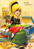 CPSM ILLUSTRATEUR TAYLOR TOT ARTIST SIGNED ENFANT CHIEN GIRL DOG GRAMOPHONE PHONOGRAPH - Taylor