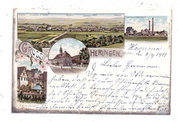 0-5504 HERINGEN, Lithographie 1901, Zuckerfabrik, Rathaus Und Kriegerdenkmal, Obermühle Und Schloss, Kl. Druckstelle - Nordhausen