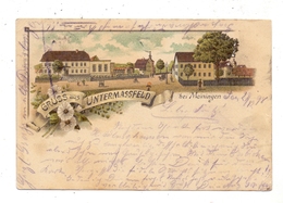 0-6101 UNTERMASSFELD, Lithographie 1898, Gasthof, Schule - Meiningen