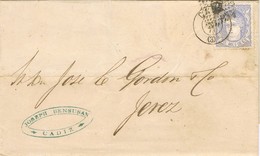 33381. Envuelta CADIZ 1871. Alegoria, Fechador Palo Recto Y Rombo De Puntos - Storia Postale