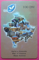 Kosovo PREPAID PHONE CARD 100 DM Operator VALA900. Serial # 61... *Map Of Kosovo* - Kosovo