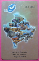 Kosovo PREPAID PHONE CARD 100 DM Operator VALA900. Serial # 72... *Map Of Kosovo* - Kosovo