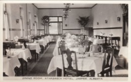 Jasper Alberta Canada, Athabasca Hotel Dining Room Interior View, C1930s/50s Vintage Real Photo Postcard - Jasper