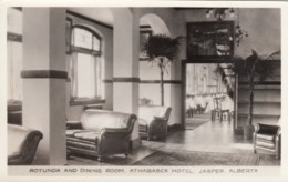 Jasper Alberta Canada, Athabasca Hotel Rotunda & Dining Room Interior View, C1930s/50s Vintage Real Photo Postcard - Jasper