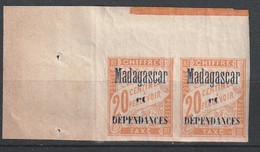 MADAGASCAR - TAXE N°3 ** En Paire  (1896) 20c Jaune Foncé - Timbres-taxe