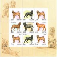 Russia.2002 Dogs. Sheetlet Of 9 (2x1r, 4x2r, 1x3r, 1x4r, 1x5r).  Michel # 971-75 KB - Nuovi